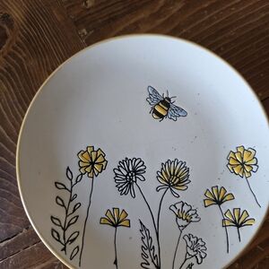 Floral and Bee Decorative Plate